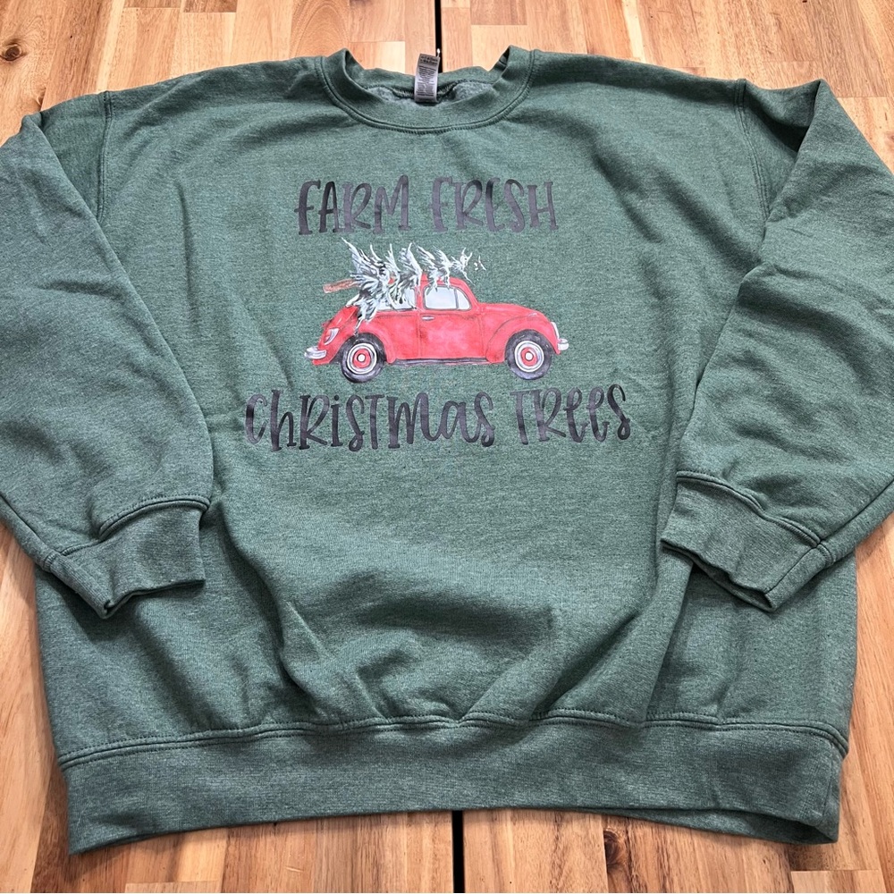 Farm Fresh Christmas Trees Sweatshirt Size Large